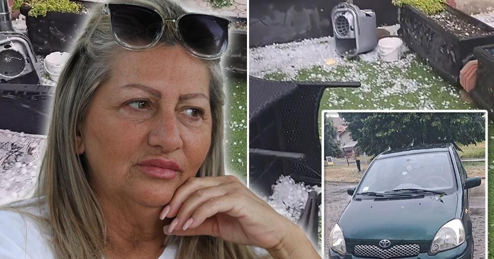 Šoferka polupana, lokal zatrpan gradom! Majka braće Dragojević pokazala veliku štetu posle oluje u Beogradu